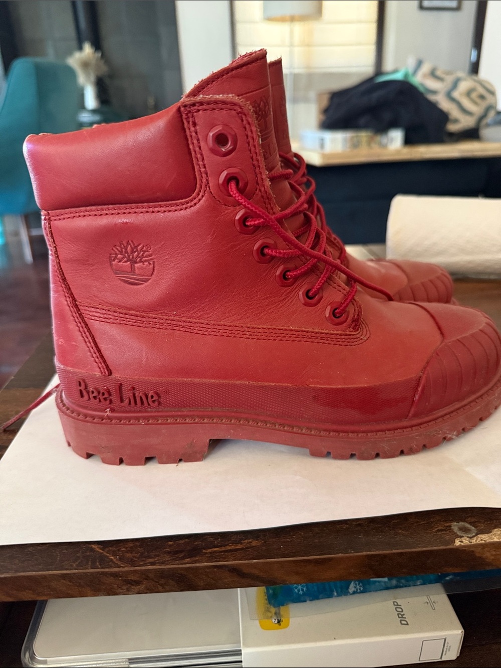 Timberland Bee Line Red Lace-Up Waterproof Boots